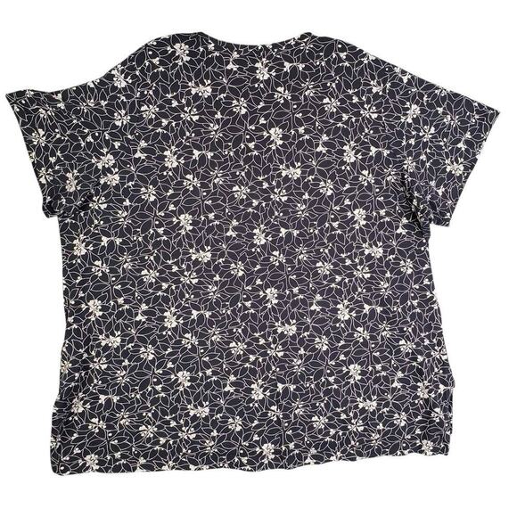 Lands End Shirt Women's Plus Size 2X Navy Blue Floral Short Sleeve Tee Cotton - Picture 3 of 9
